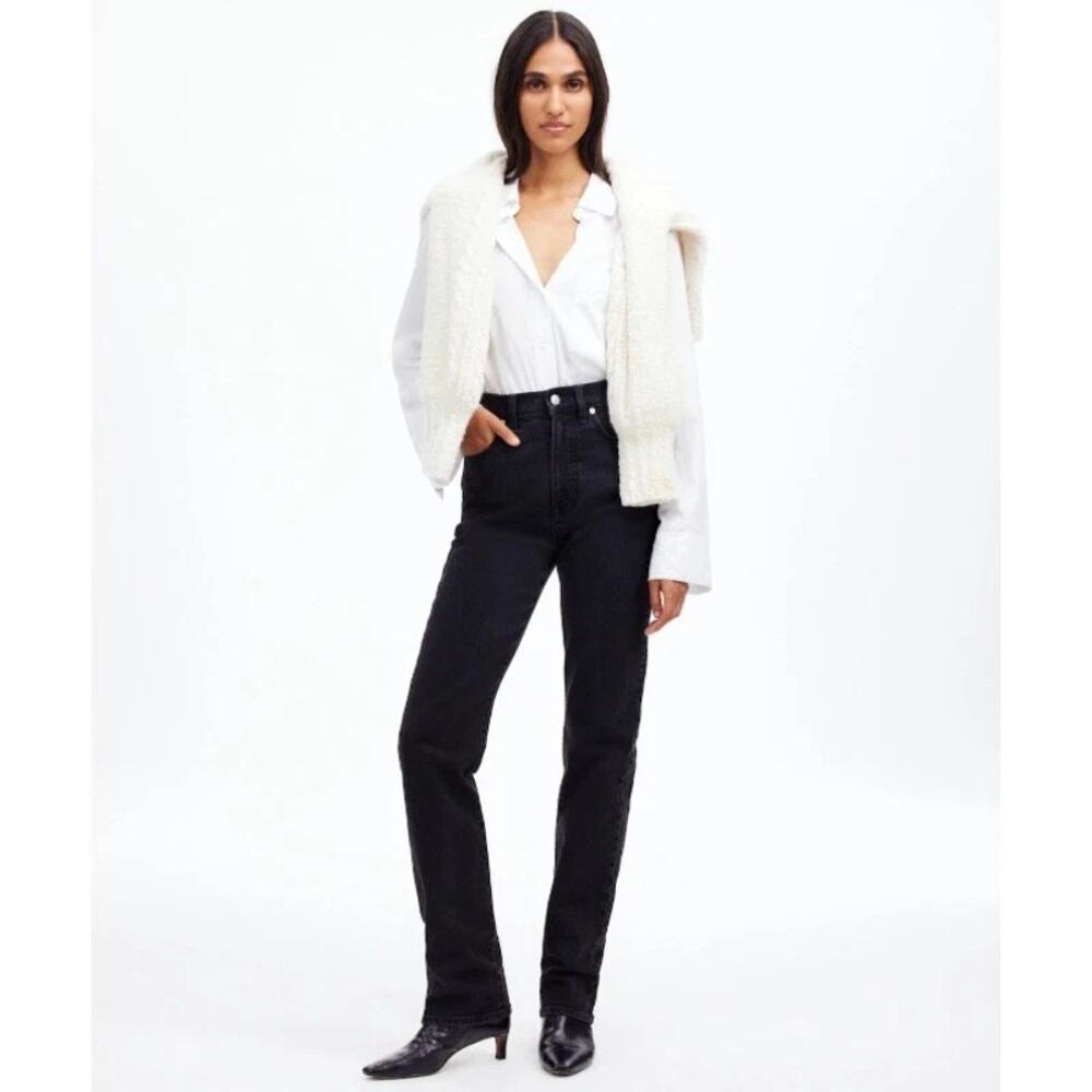 MADEWELL The '90s Straight Jean Belmere Wash High Waist Black Size 32 Stretch